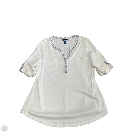 Top Short Sleeve By Karen Scott In Black & White, Size: Xl