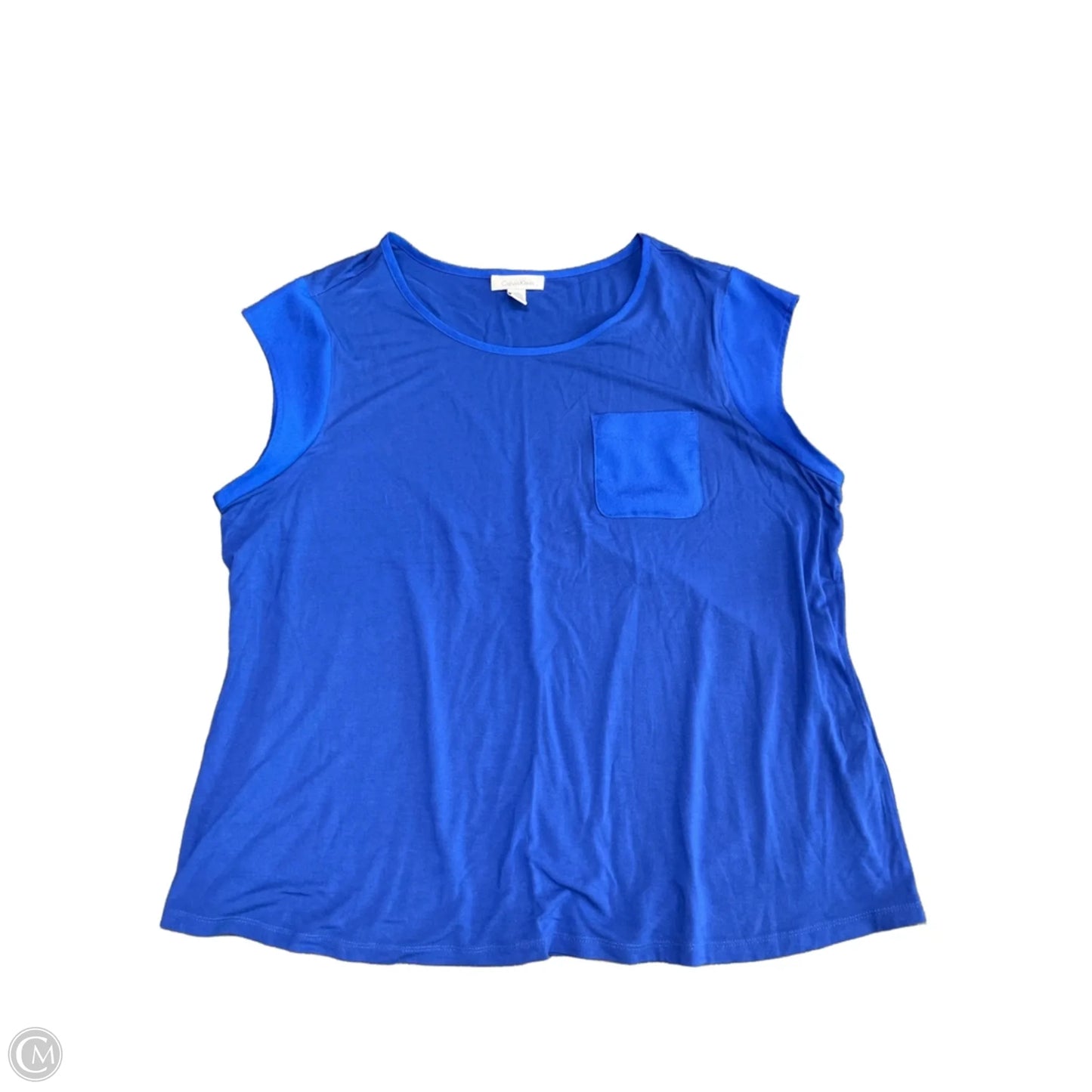 Top Short Sleeve Basic By Calvin Klein In Blue, Size: 1x
