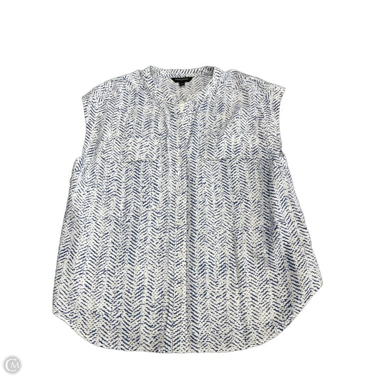 Top Short Sleeve By Banana Republic In Blue & White, Size: M
