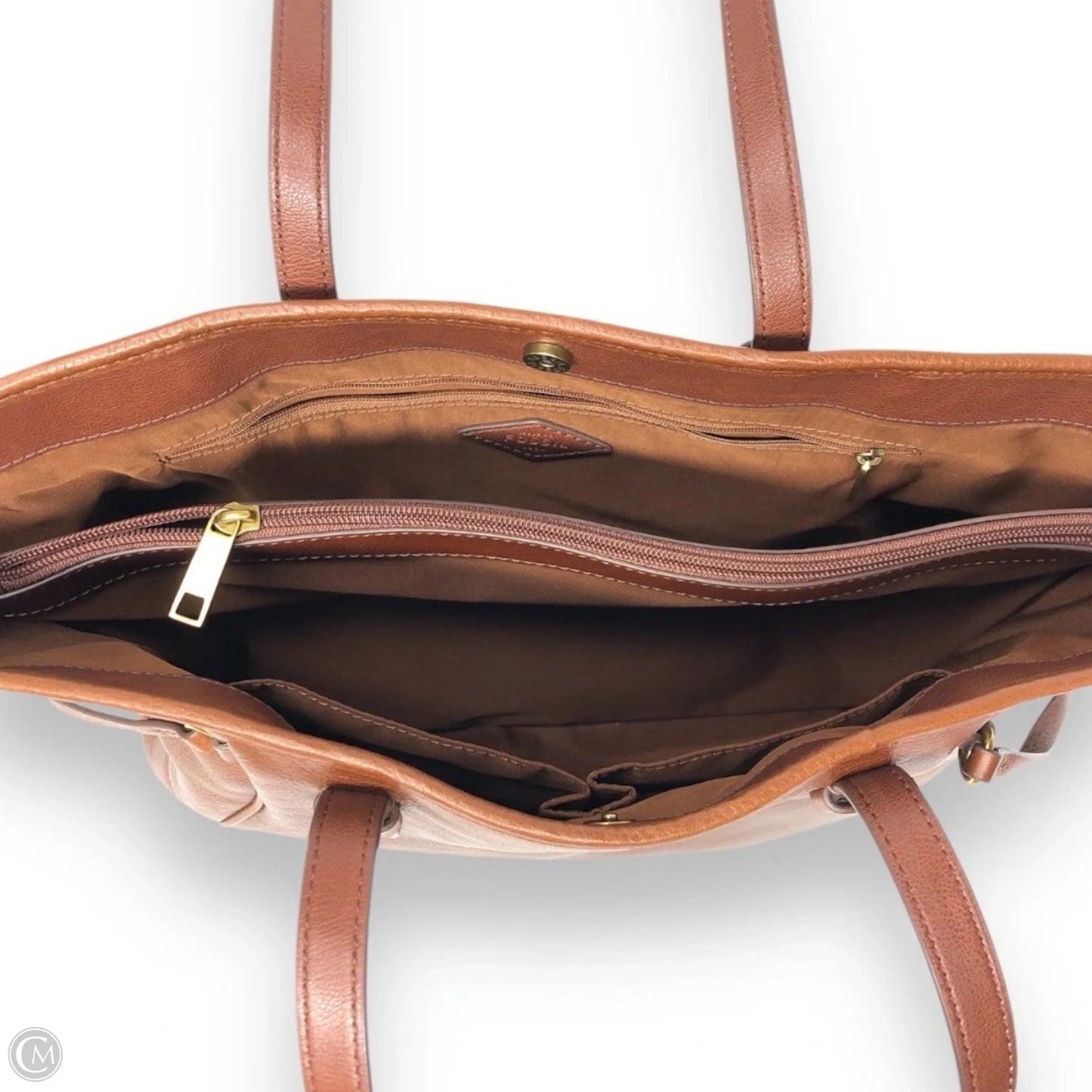 Handbag Leather By Fossil, Size: Medium
