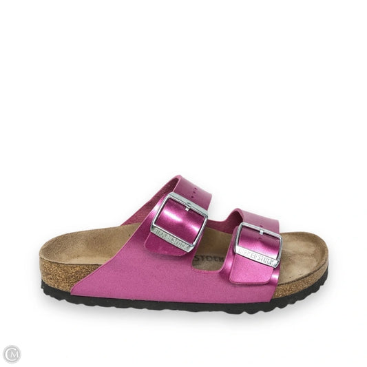 Sandals Flats By Crocs In Pink & Purple, Size: 6