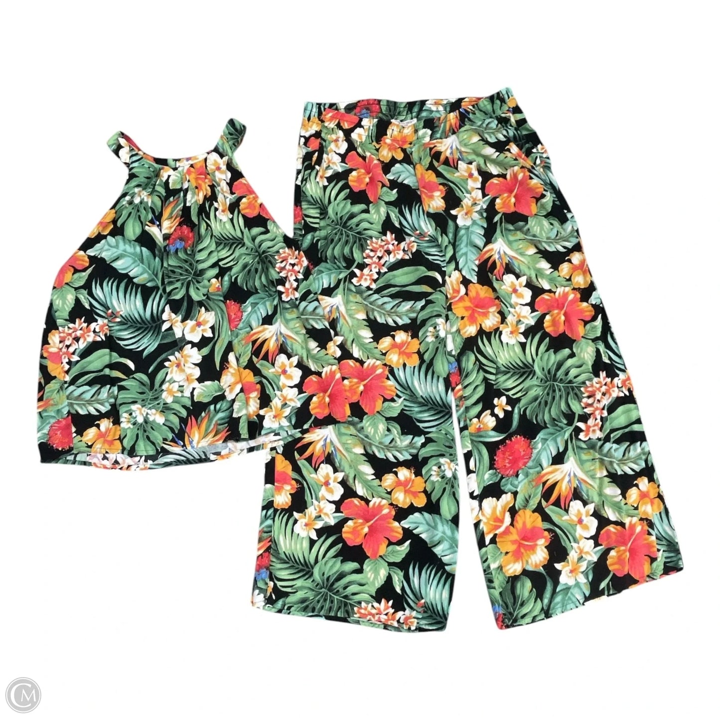 Pants Set 2pc By Christian Siriano In Tropical Print, Size: M