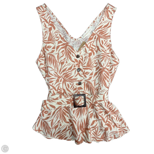Top Sleeveless By Monteau In Cream & Tan, Size: L