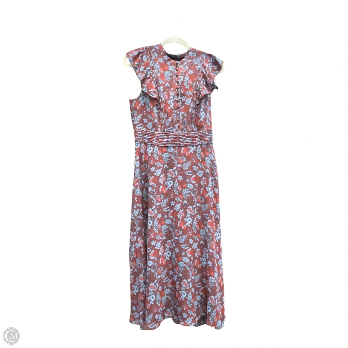 Dress Casual Midi By Banana Republic In Blue & Red, Size: 4