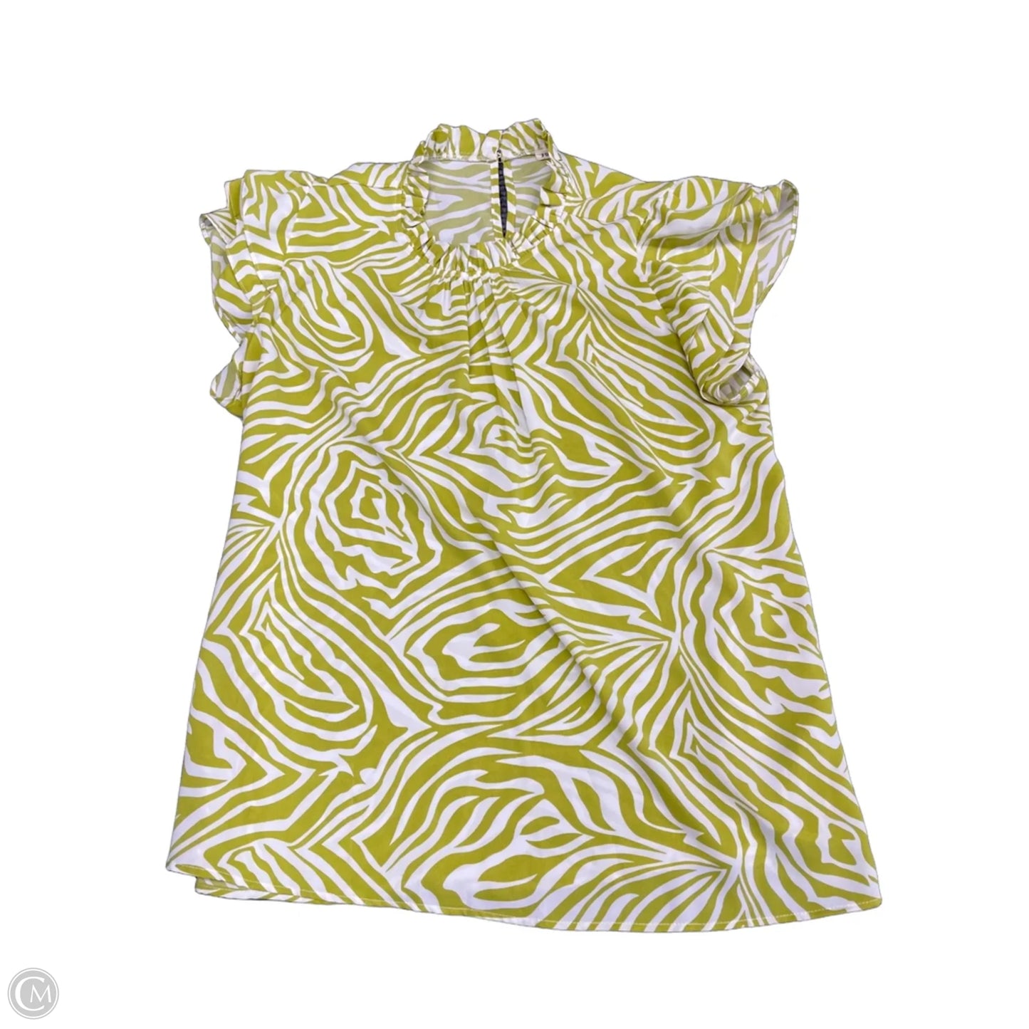 Blouse Short Sleeve By Jodifl In Green & White, Size: 1x