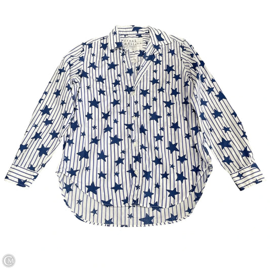 Top Long Sleeve By Frank And Eileen In Blue & White, Size: Xs