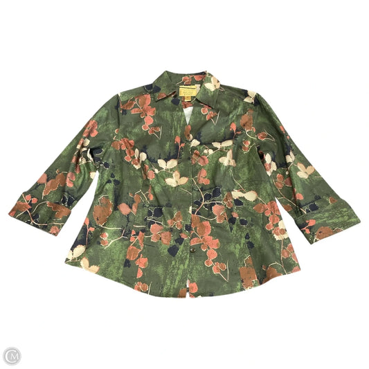 Top 3/4 Sleeve By Investments In Green, Size: 8p