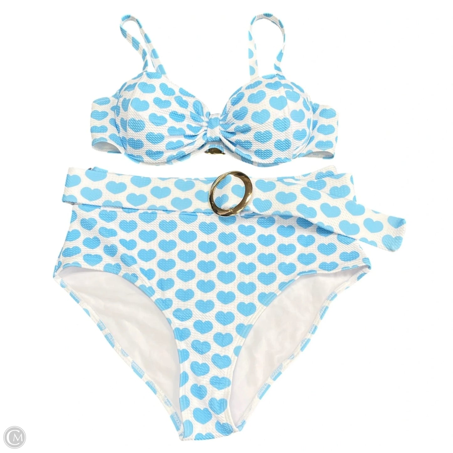 Swimsuit 2pc By Clothes Mentor In Blue & White, Size: L