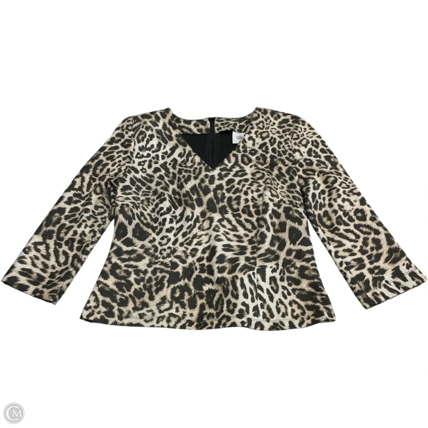 Top 3/4 Sleeve By Cabi In Leopard Print, Size: S