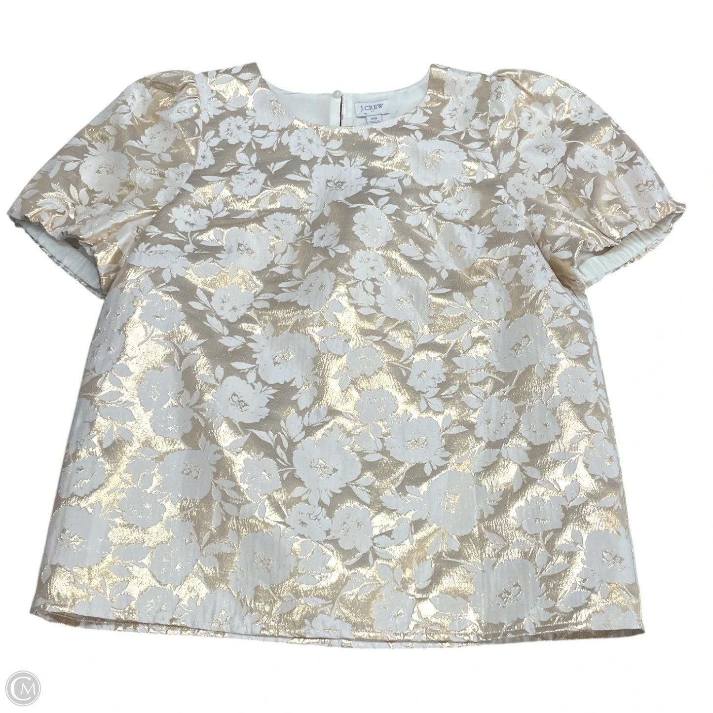 Blouse Short Sleeve By J. Crew In Gold & White, Size: Xs