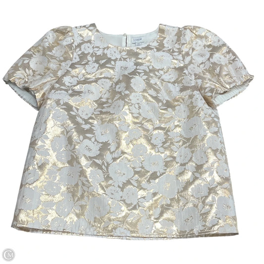 Blouse Short Sleeve By J. Crew In Gold & White, Size: Xs