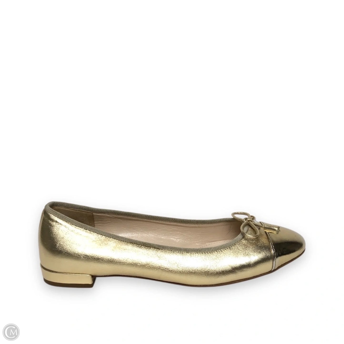 Shoes Luxury Designer By Prada In Gold, Size: 6