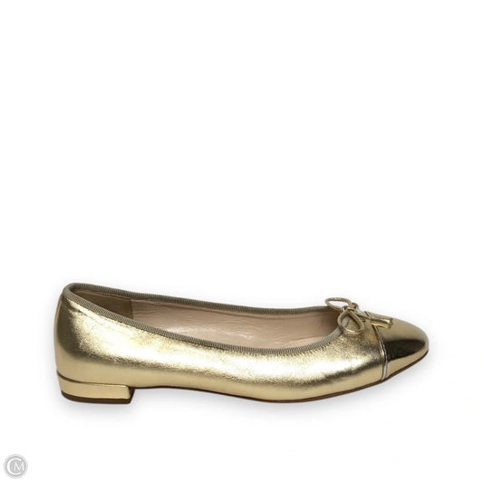 Shoes Luxury Designer By Prada In Gold, Size: 6