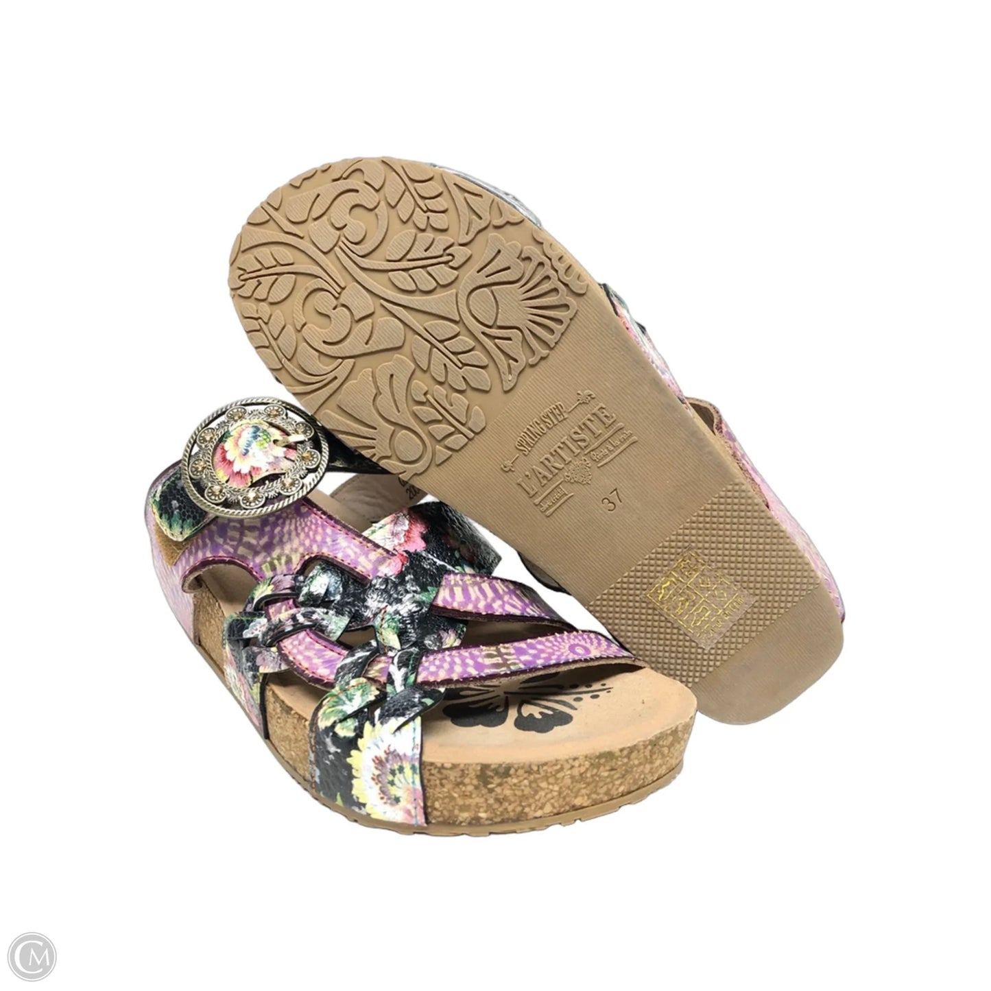 Sandals Heels Wedge By Spring Step In Floral Print, Size: 6.5