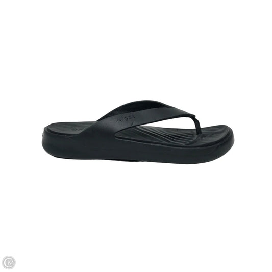 Sandals Flip Flops By Crocs In Black, Size: 7
