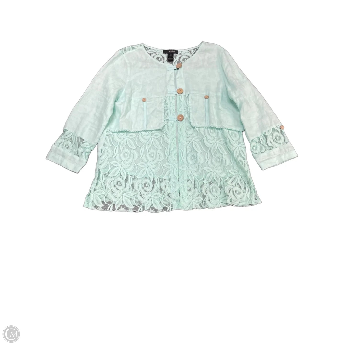 Tunic 3/4 Sleeve By Ali Miles In Green, Size: L