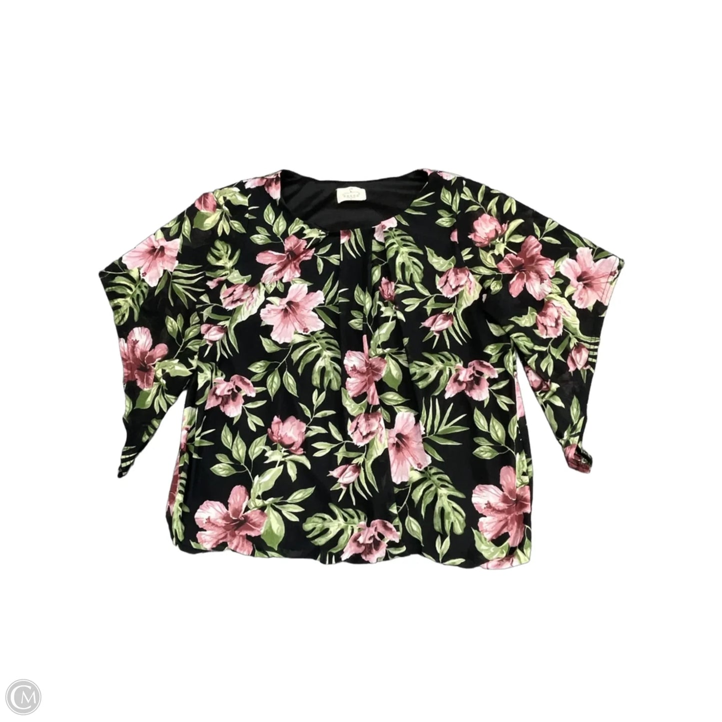 Blouse Short Sleeve By Ember In Floral Print, Size: L