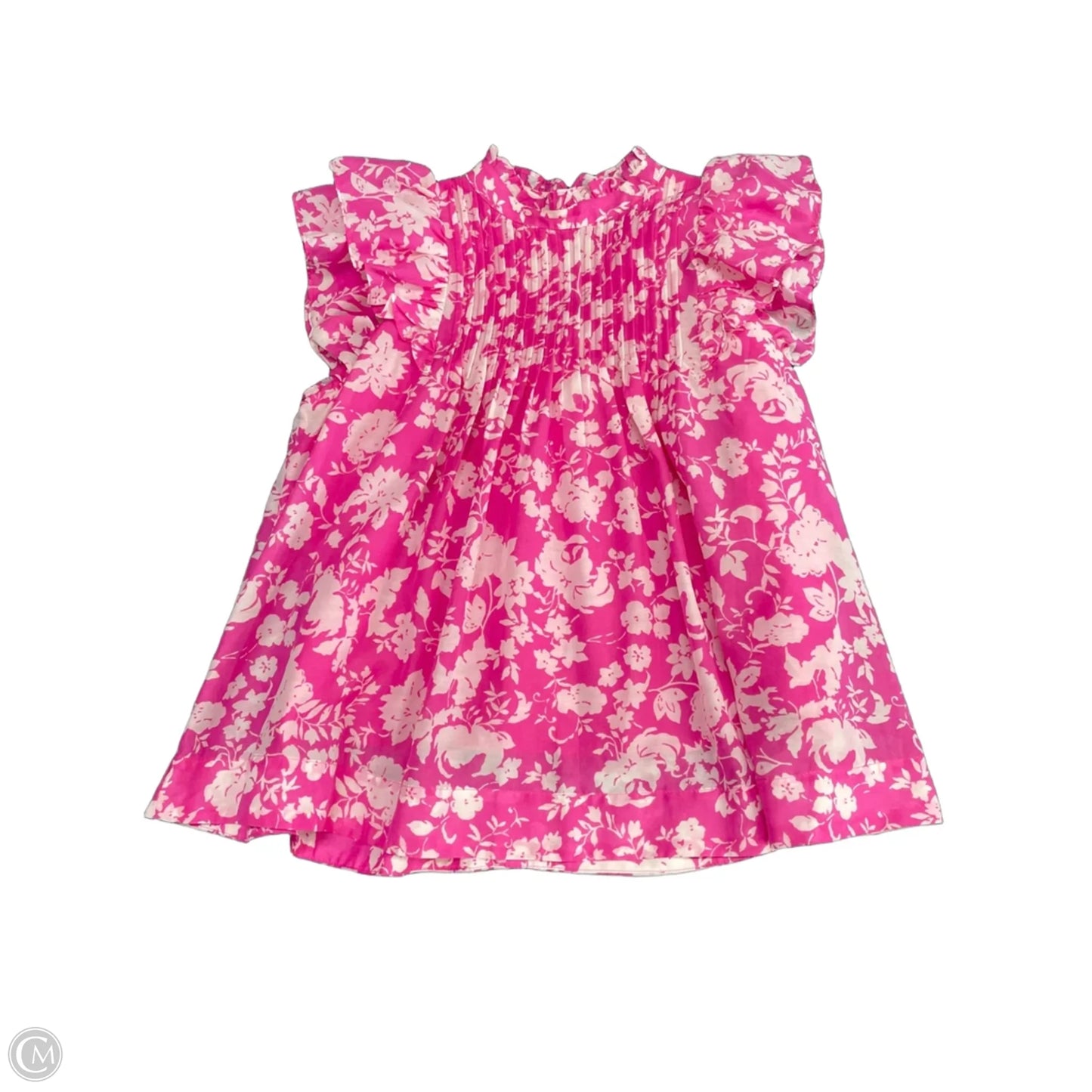 Blouse Short Sleeve By J.marie In Pink & White, Size: M