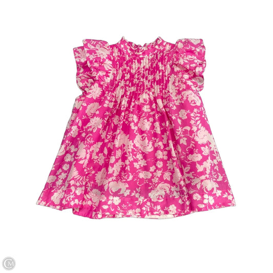 Blouse Short Sleeve By J.marie In Pink & White, Size: M