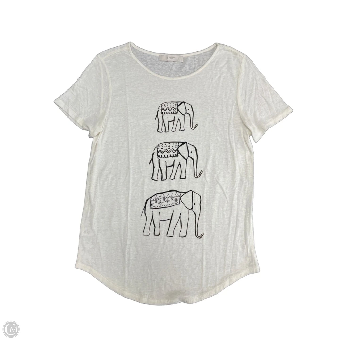 Top Short Sleeve Basic By Loft In Beige, Size: M