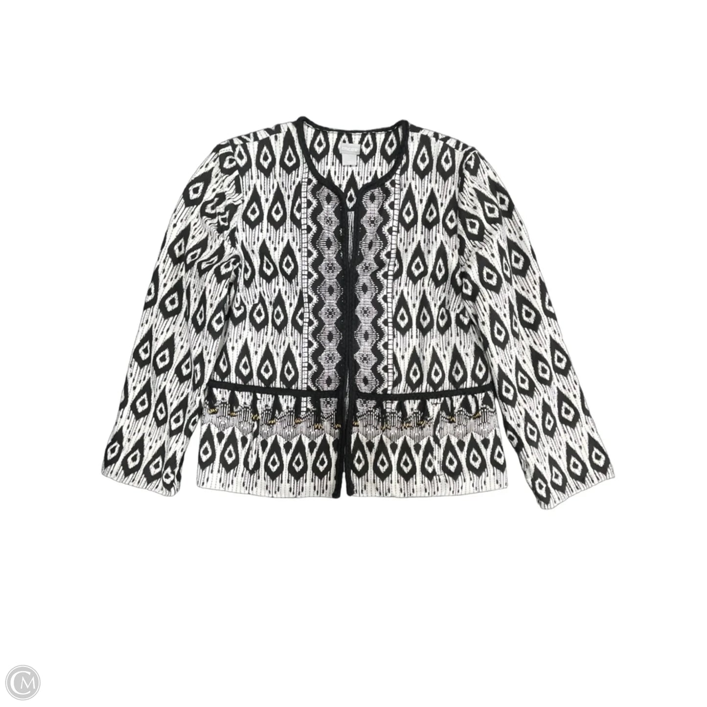 Blazer By Chicos In Black & White, Size: M
