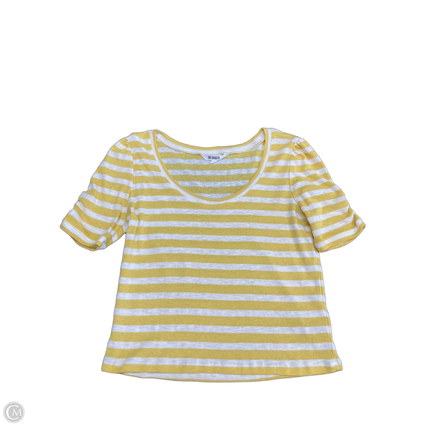 Top Short Sleeve Basic By Bb Dakota In White & Yellow, Size: S