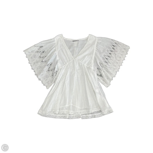 Blouse Short Sleeve By Cmc In White, Size: S