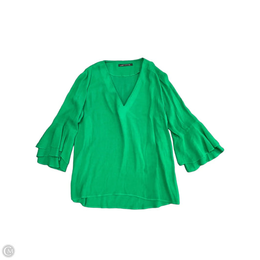 Tunic 3/4 Sleeve By Zara In Green, Size: L