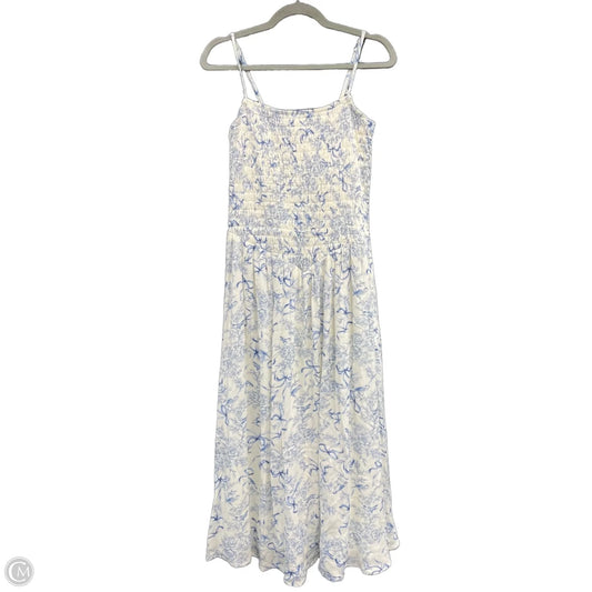Dress Casual Midi By Cmc In Blue & White, Size: L