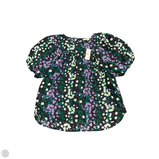 Blouse Short Sleeve By Loft In Green & Purple, Size: Xs