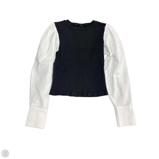Top Long Sleeve By Zara In Black & White, Size: M