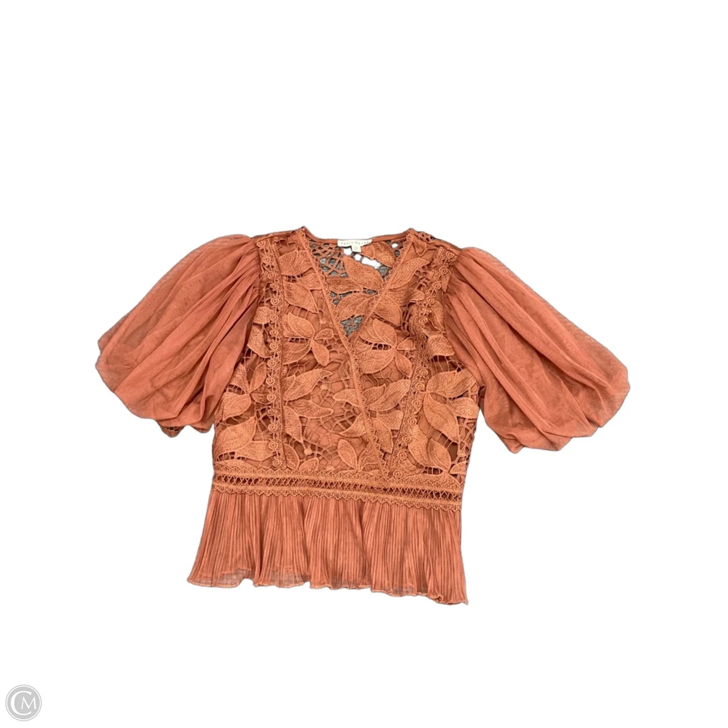 Top Short Sleeve By Haute Monde In Brown, Size: M