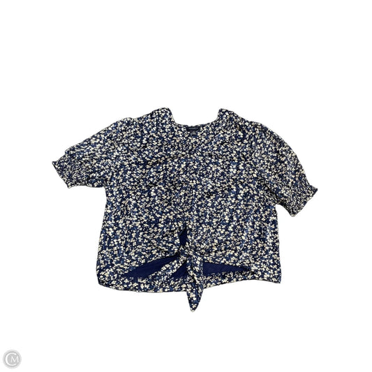 Blouse Short Sleeve By Tamara H In Blue & Cream, Size: Xl
