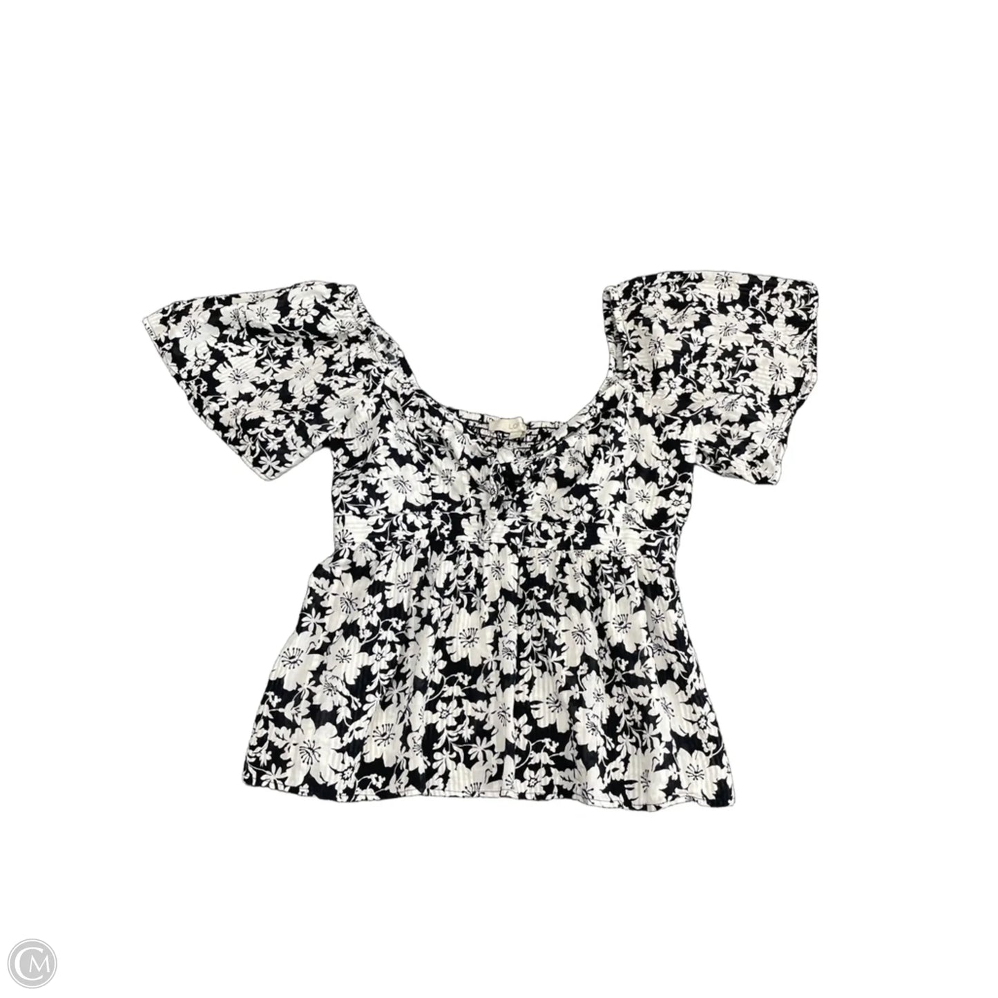 Top Short Sleeve By Loft In Black & White, Size: M
