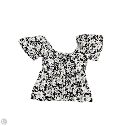 Top Short Sleeve By Loft In Black & White, Size: M
