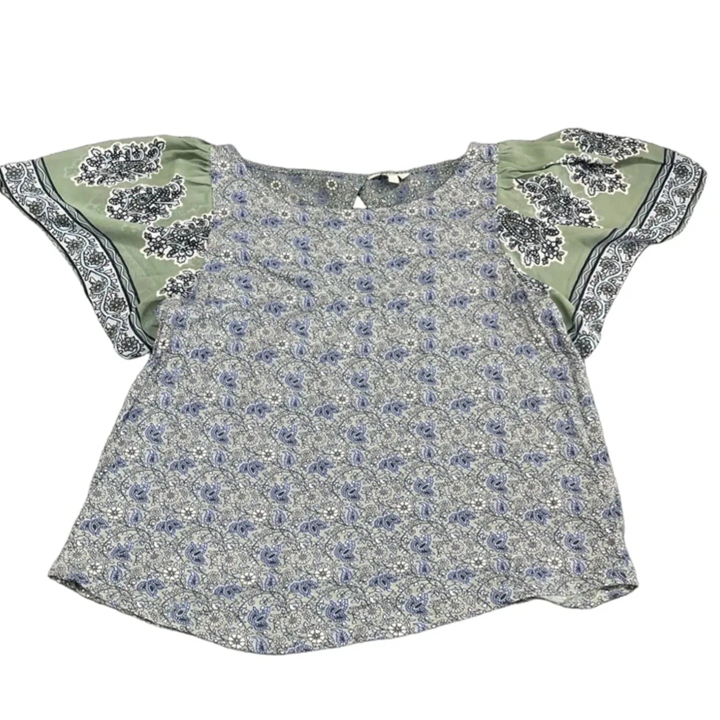 Top Short Sleeve By Lucky Brand In Blue & Green, Size: L