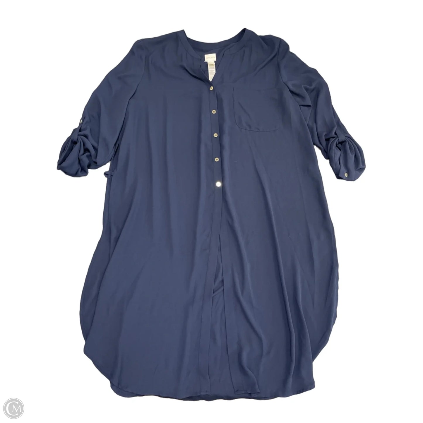 Tunic 3/4 Sleeve By Chicos In Navy, Size: Xl