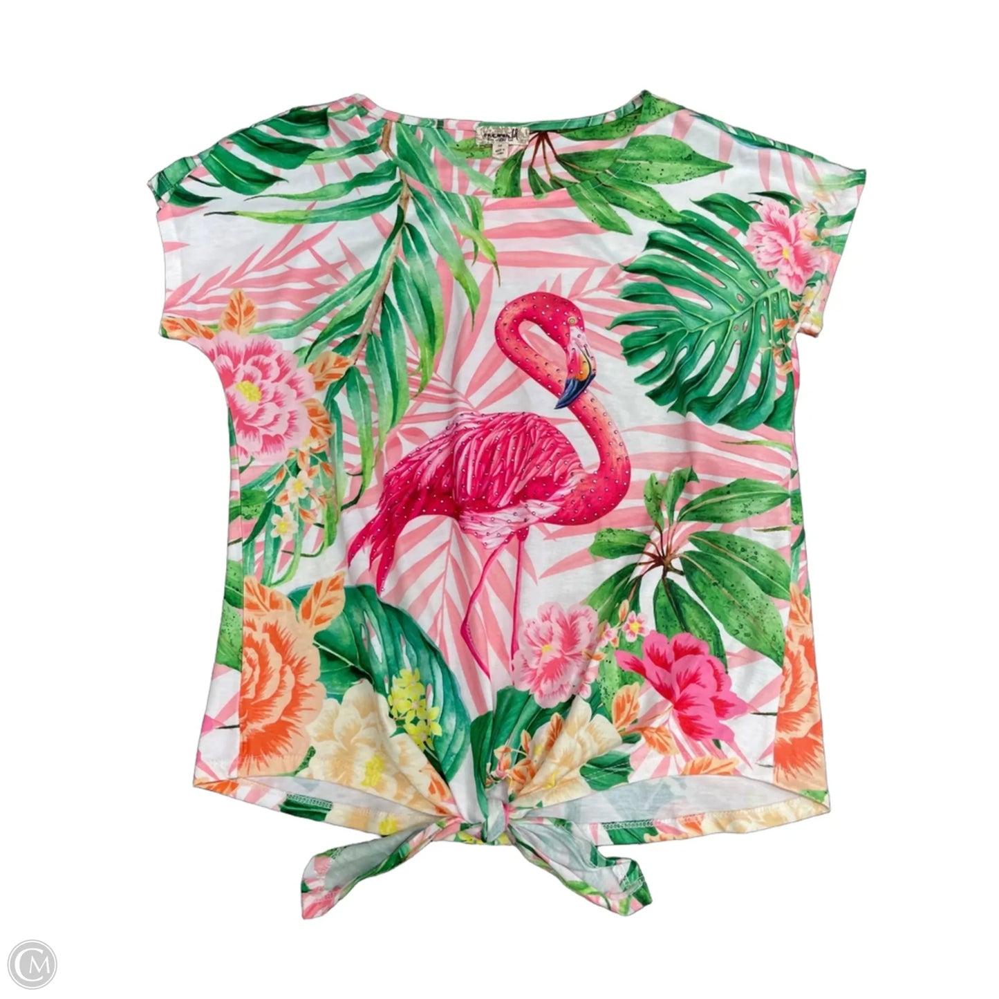 Top Short Sleeve By One World In Tropical Print, Size: M
