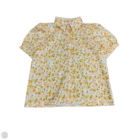 Top Short Sleeve By Cme In Yellow, Size: M