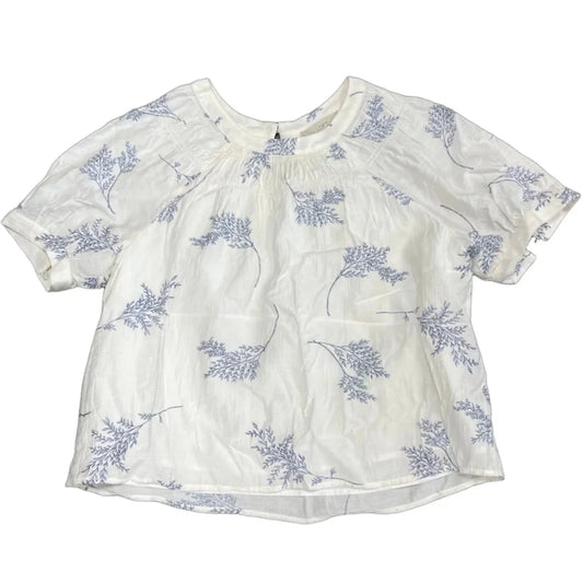 Top Short Sleeve By Loft In Blue & White, Size: L