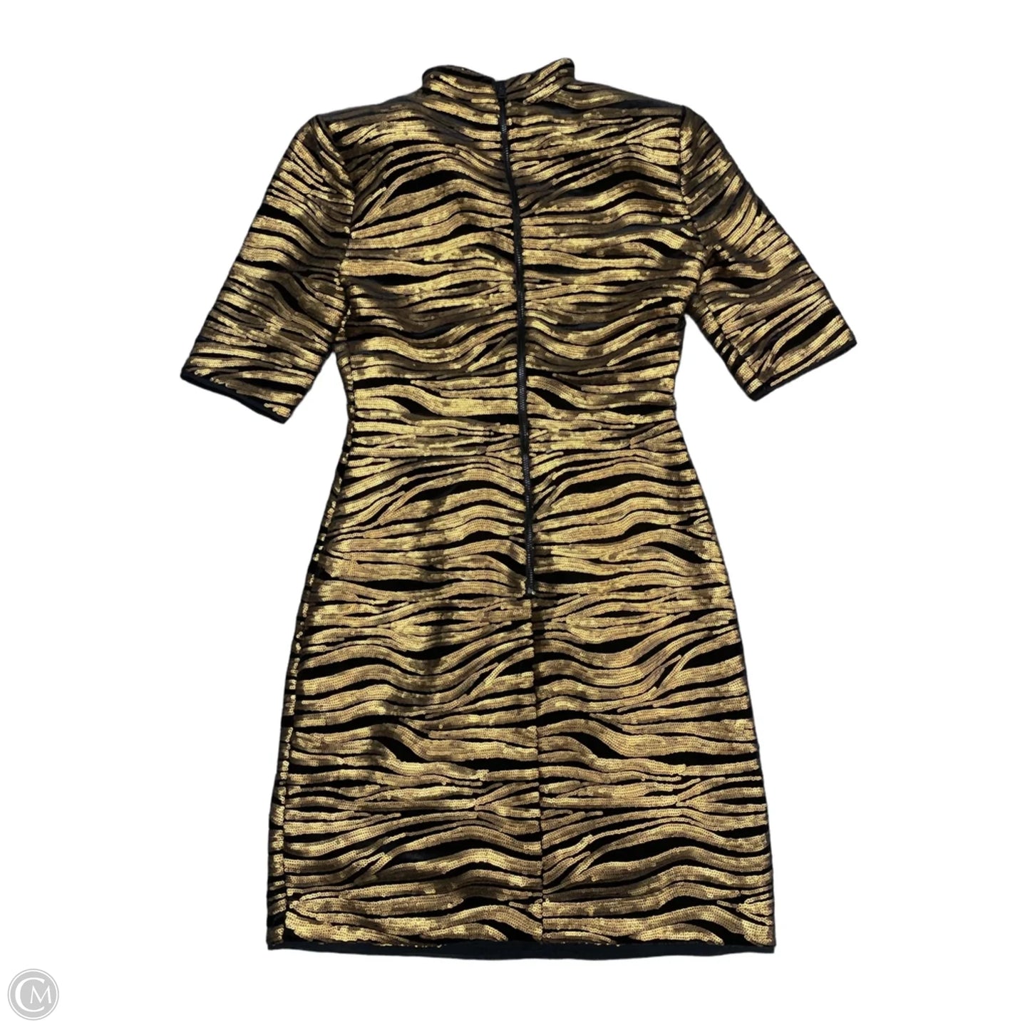 Dress Designer By Alice + Olivia In Black & Gold, Size: 0