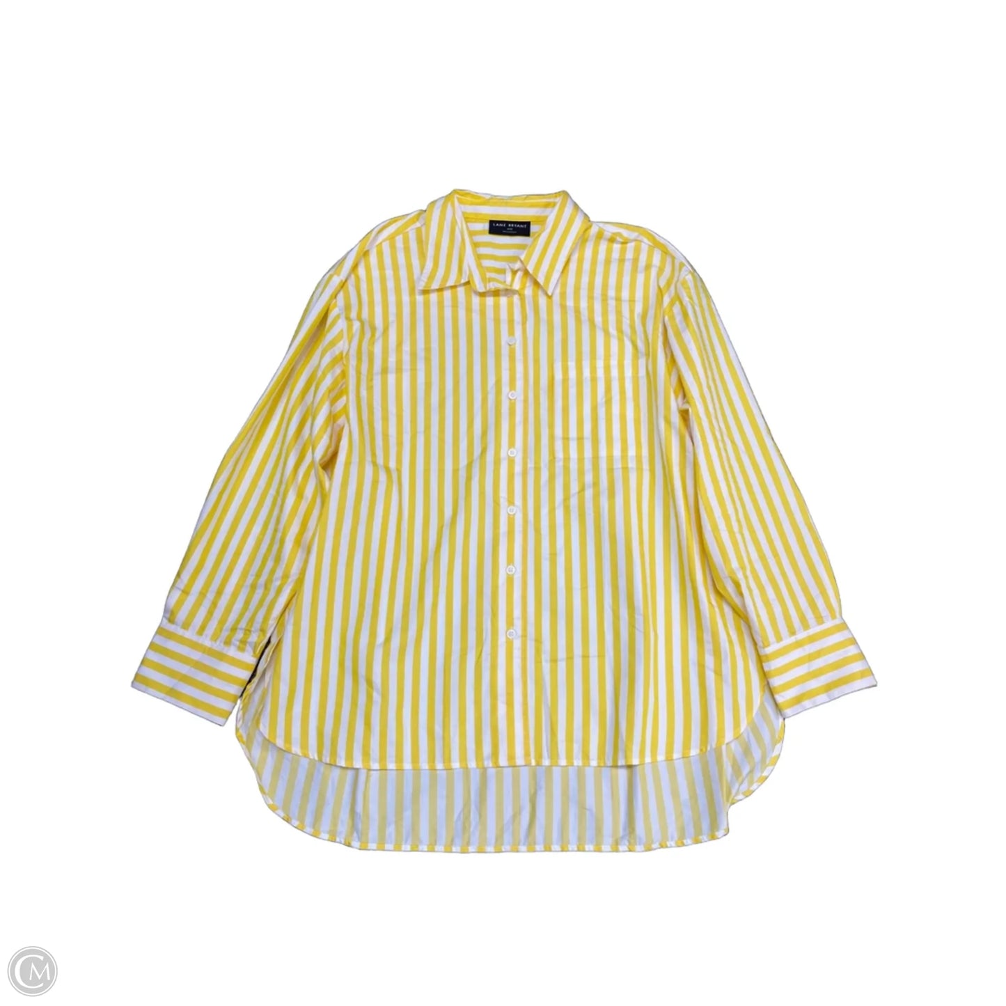 Top Long Sleeve By Lane Bryant In White & Yellow, Size: 1x