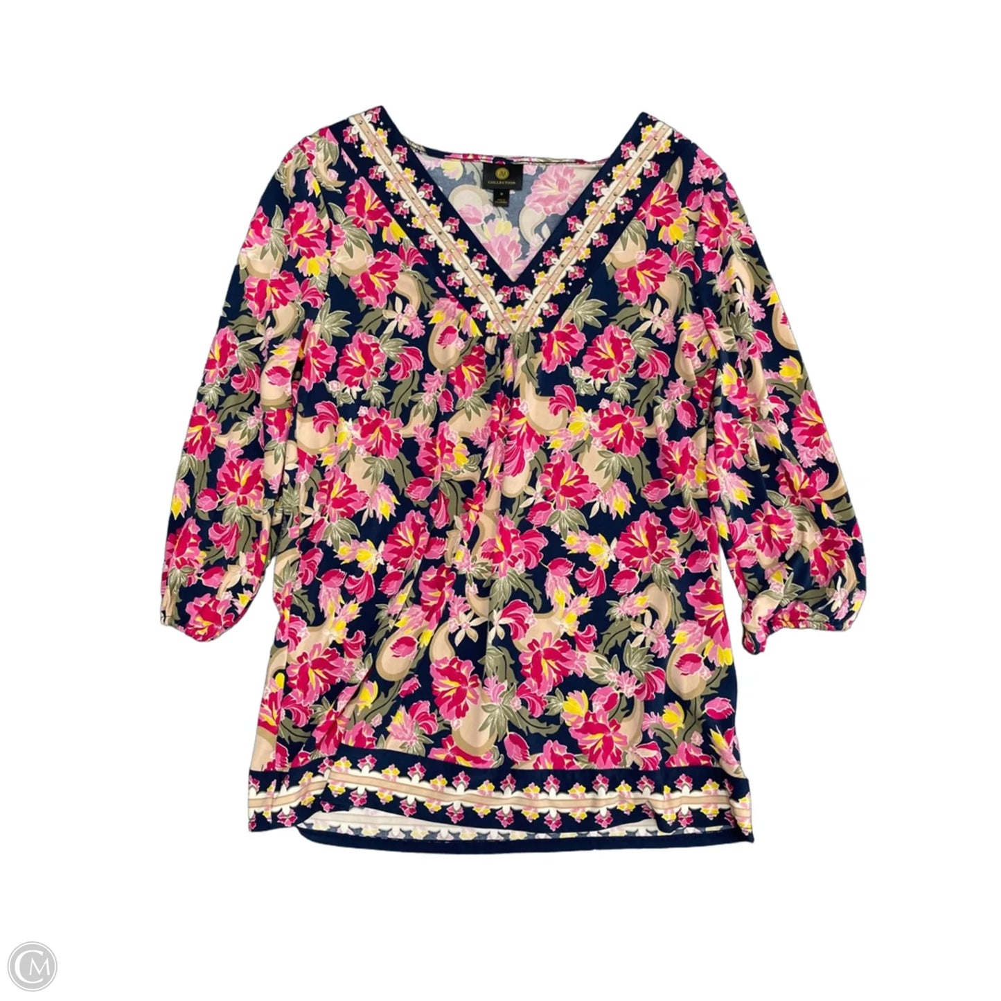 Top Long Sleeve By Jm Collections In Floral Print, Size: M