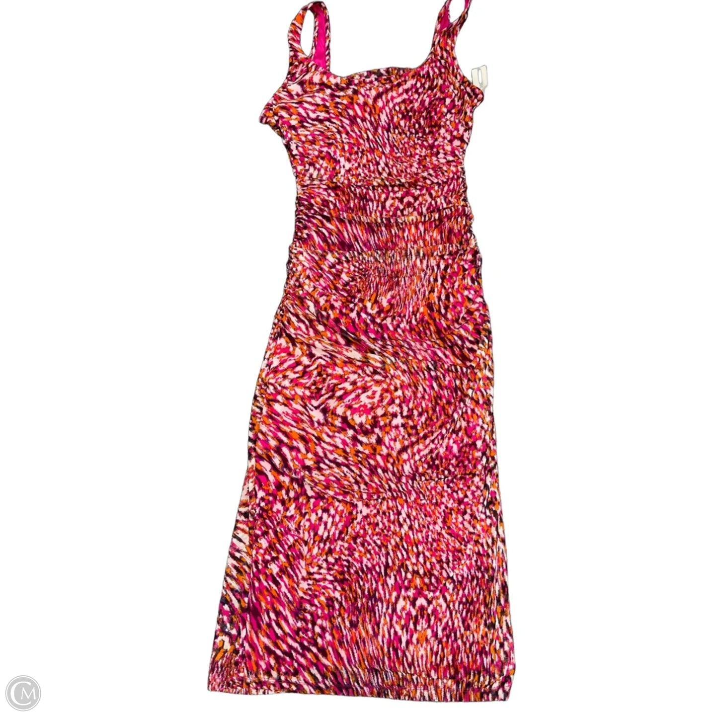 Dress Casual Midi By Bar Iii In Orange & Pink, Size: L