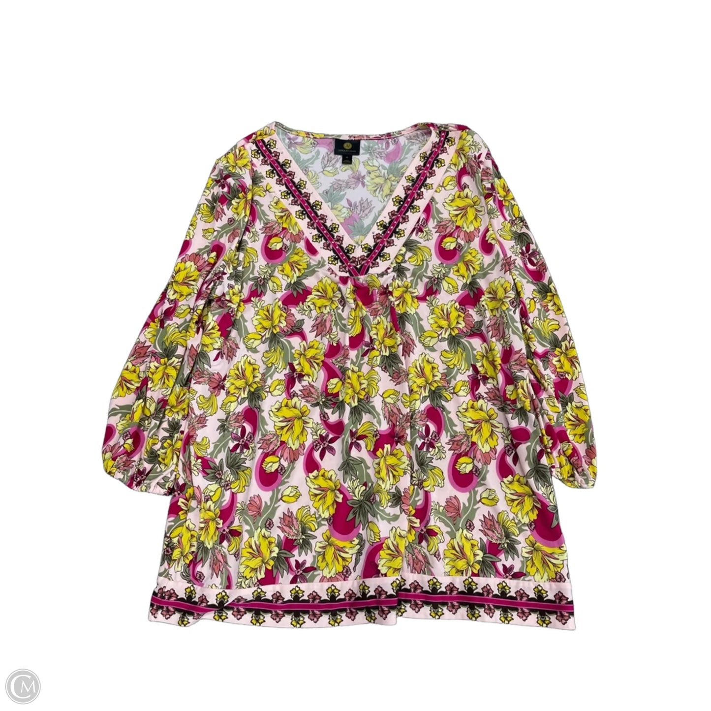 Top Long Sleeve By Jm Collections In Floral Print, Size: Xl