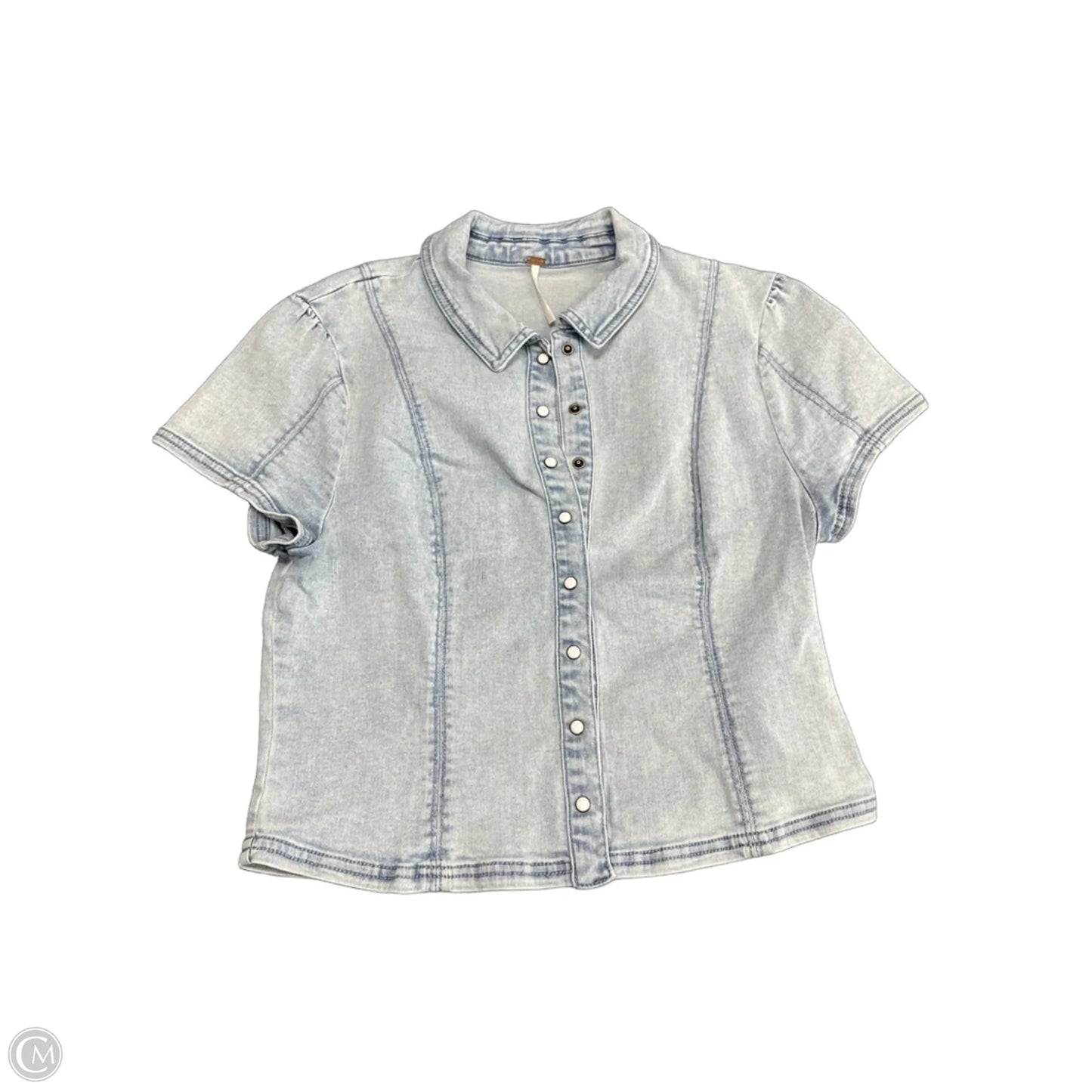 Top Short Sleeve By Free People In Blue Denim, Size: M