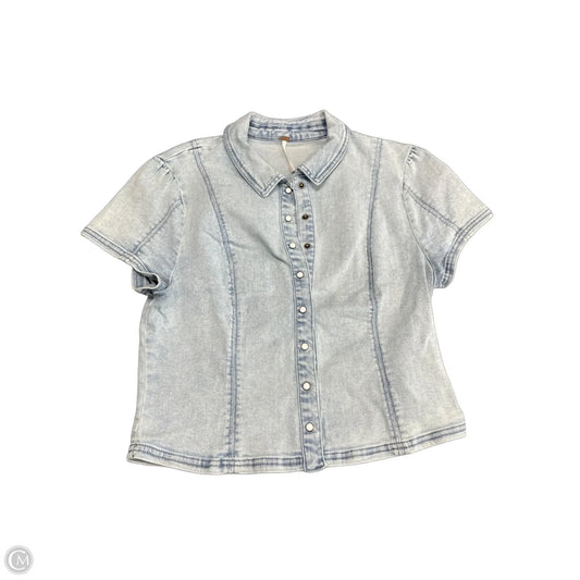 Top Short Sleeve By Free People In Blue Denim, Size: M