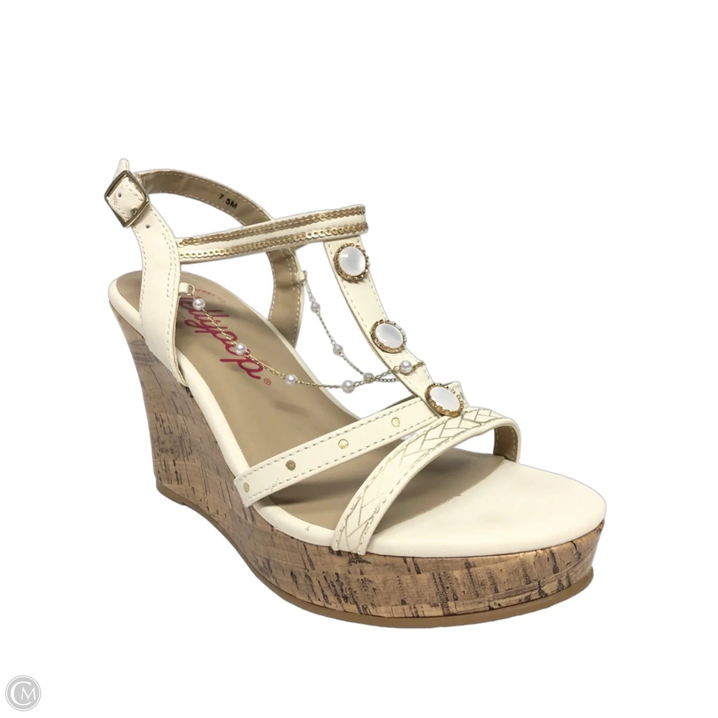 Sandals Heels Wedge By Jelly Pop In Ivory, Size: 7.5