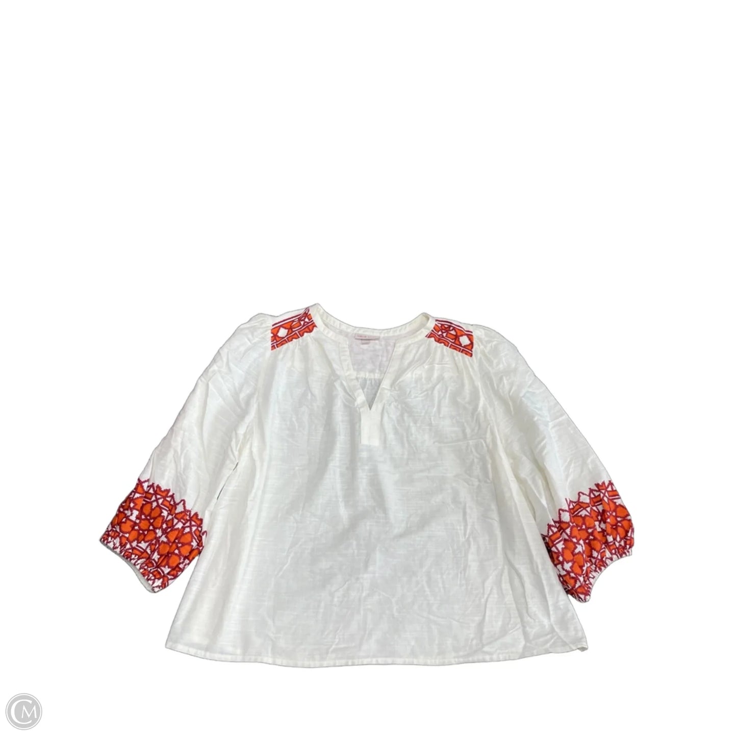 Tunic 3/4 Sleeve By Knox Rose In Cream & Red, Size: Xl