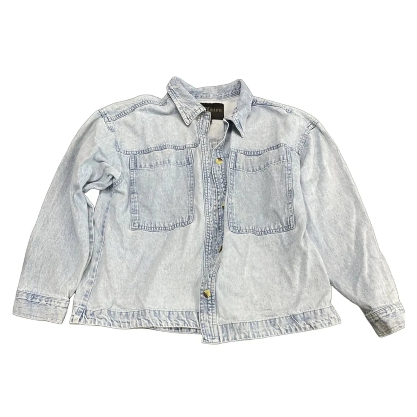 Jacket Shirt By Clothes Mentor In Blue Denim, Size: L